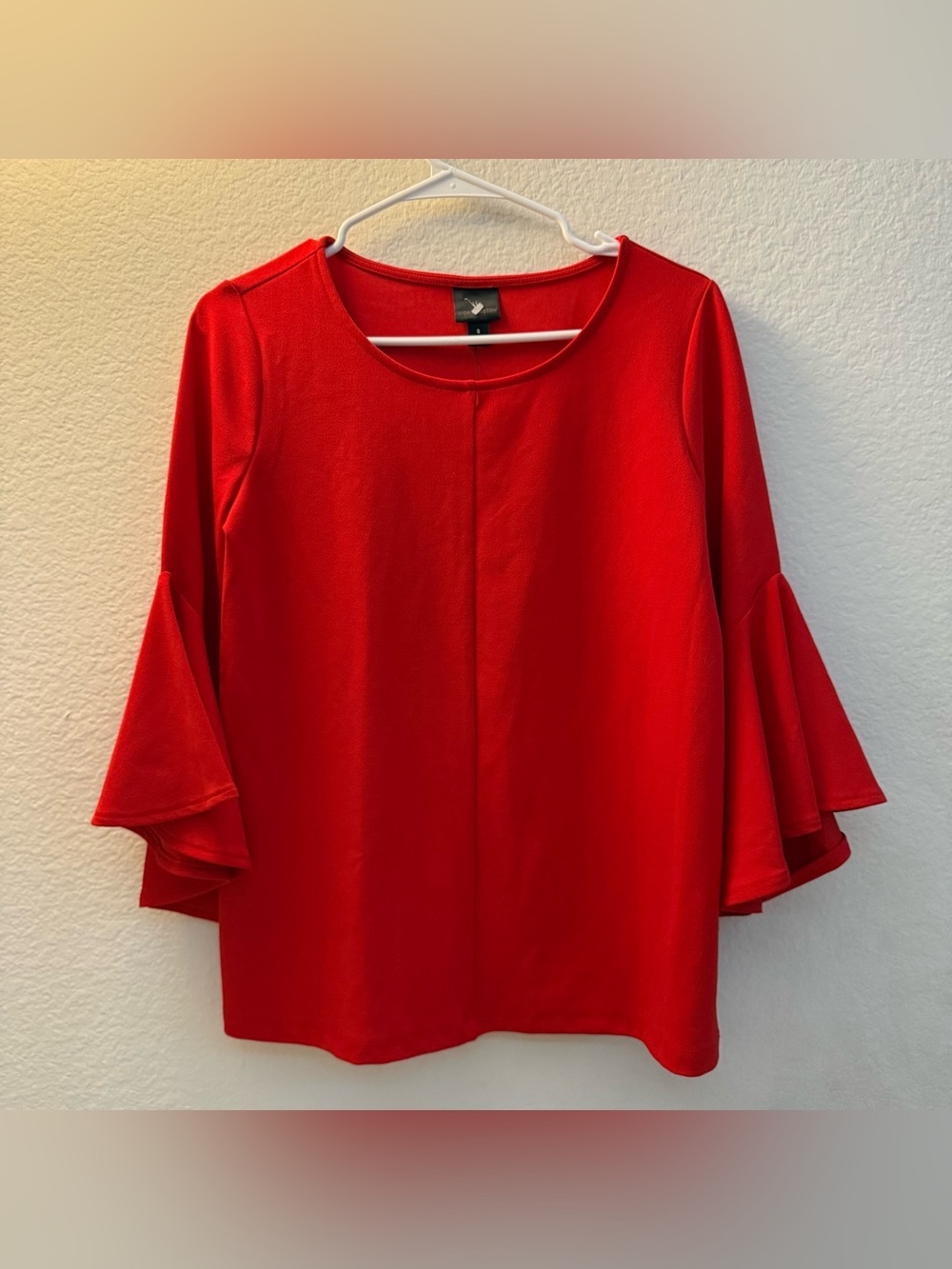 NWT Worthington Red Ruffle Sleeve Blouse Women's Size Small